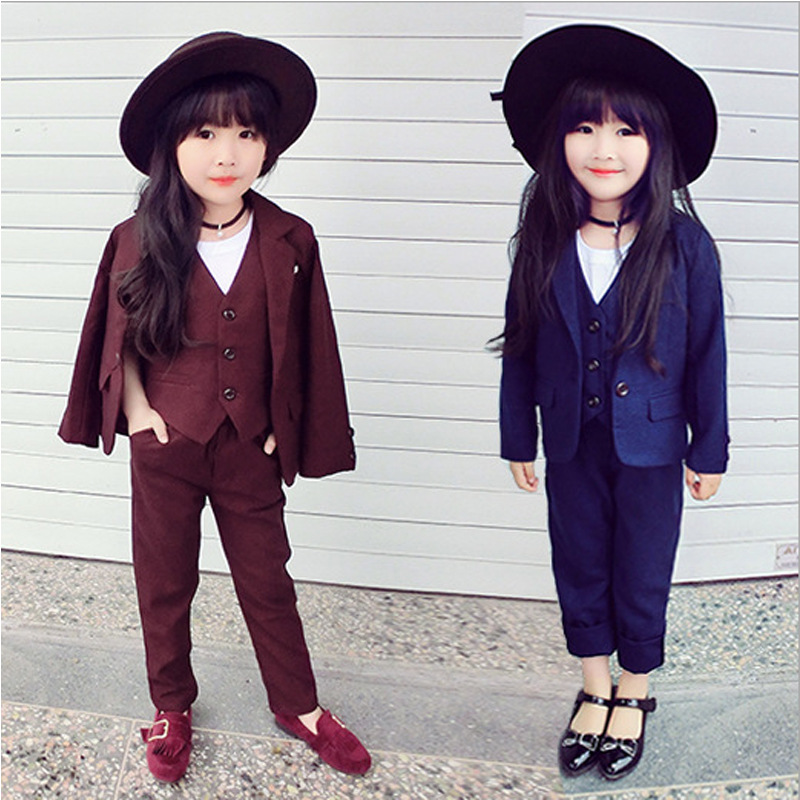 Baby Products Korea - 女の子のための3ピースの服のセット,ベスト,パンツ,誕生日パーティー,結婚式,韓国の衣装,イブニングドレス