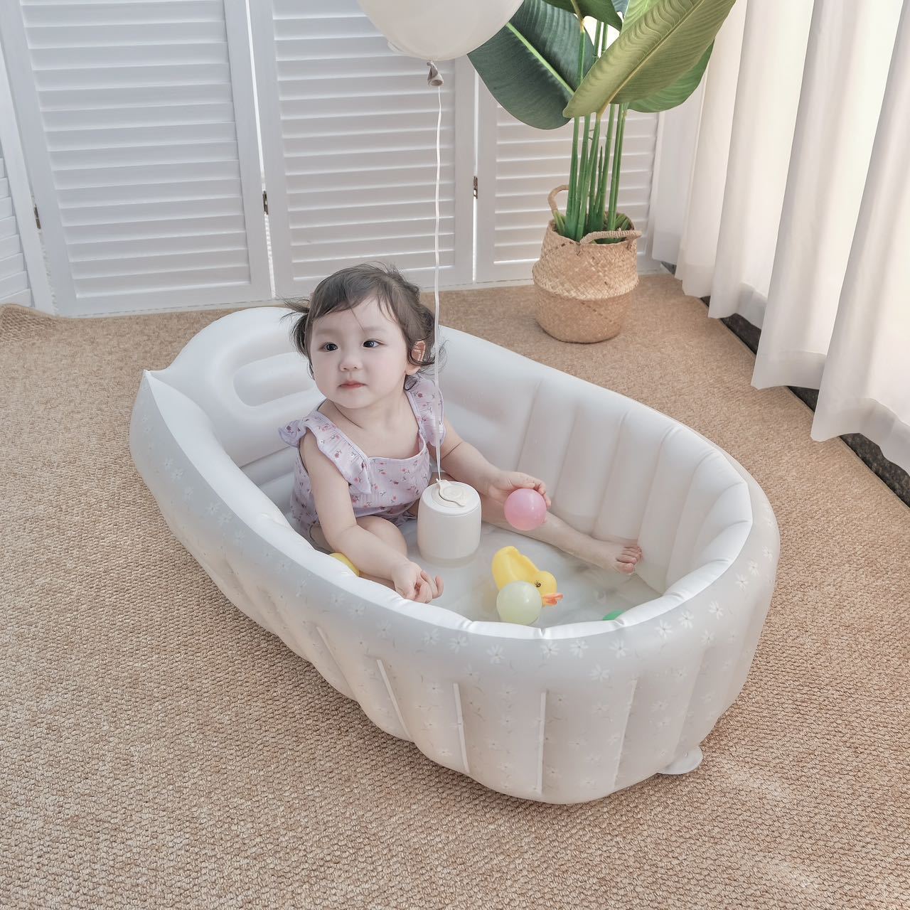 Baby Products For Newborn - 1PC 漫画インフレータブル浴槽子供のためのポータブルベビー浴槽屋内スイミングプールシャワー製品新生児幼児入浴