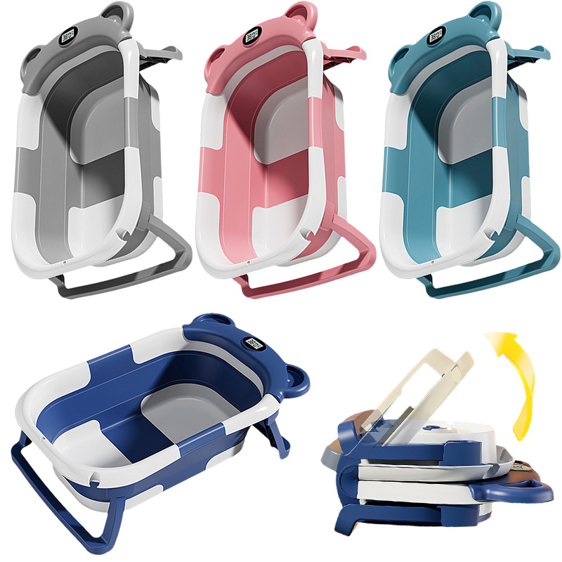 Baby Products For Newborn - ベビーバス用折りたたみ式バスタブ,温度センサー,新生児測定,家庭用バスルーム,ベビーケア,シャワー製品