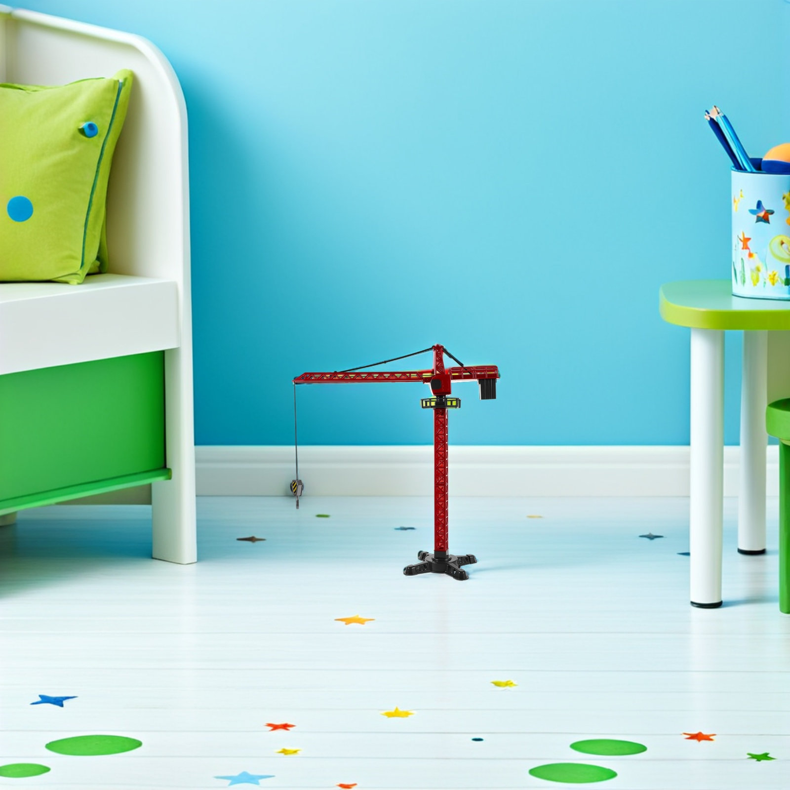Toddler Learning Tower - シミュレーションタワークレーンおもちゃ1個：手動昇降式建設玩具、子供向け早期学習用、コンパクトで耐久性のあるクレーン車、幼児向け