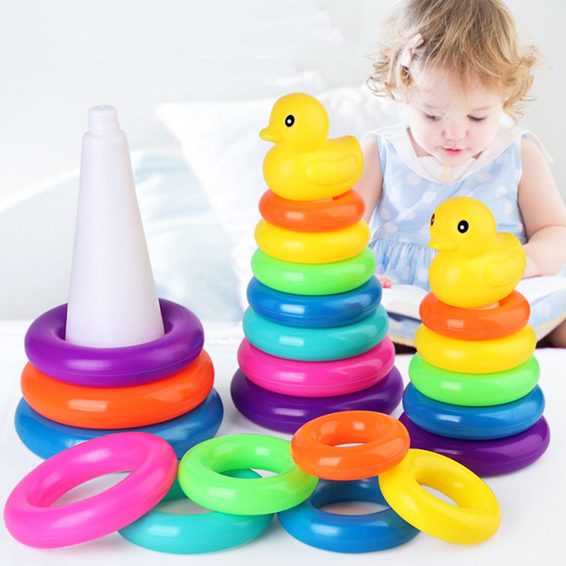 Toddler Learning Tower - モンテッソーリ積み重ねおもちゃ 赤ちゃん用 0 12M レインボーリングスタッカー 赤ちゃん用積み重ねタワー