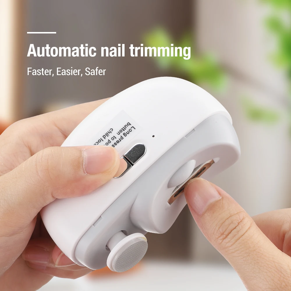 Baby Nail Trimmer Electric - 電動爪切り 研削と研磨 ライト付き 自動爪トリマー 充電式爪切り マニキュア
