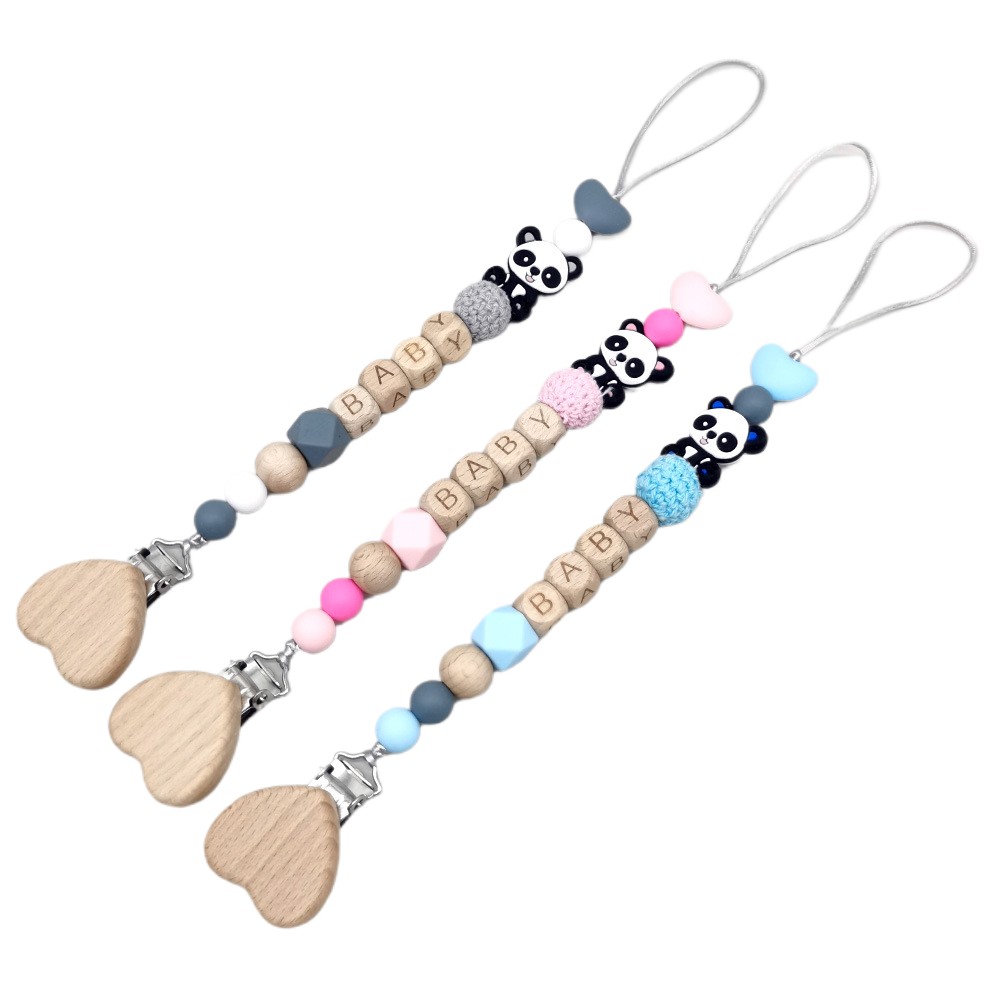木製のパーソナライズされたベビーおしゃぶりチェーン、かわいい - Baby Products For 1 Year Old のレビューと価格