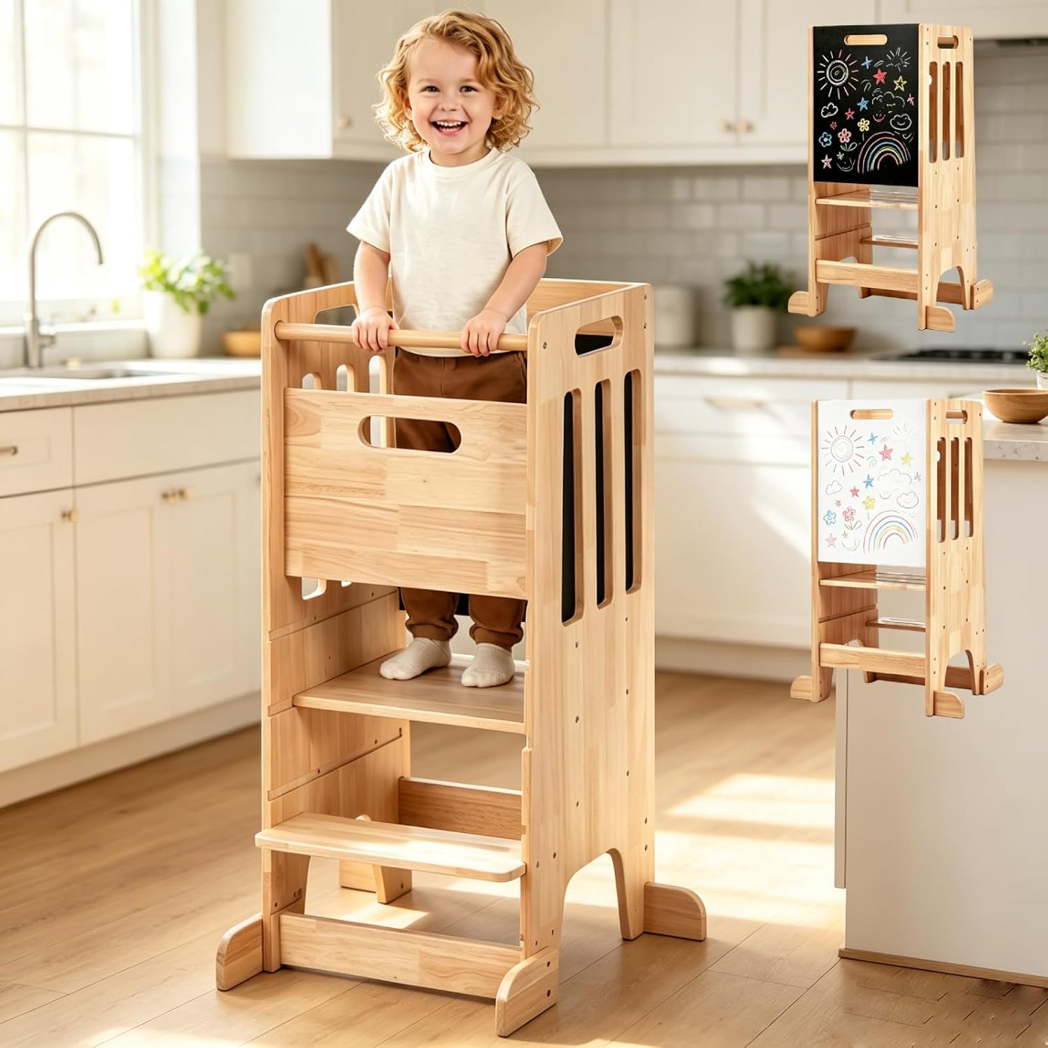 幼児用スタンディングタワー、木製キッチンヘルパーステップスツ - Toddler Learning Tower のレビューと価格