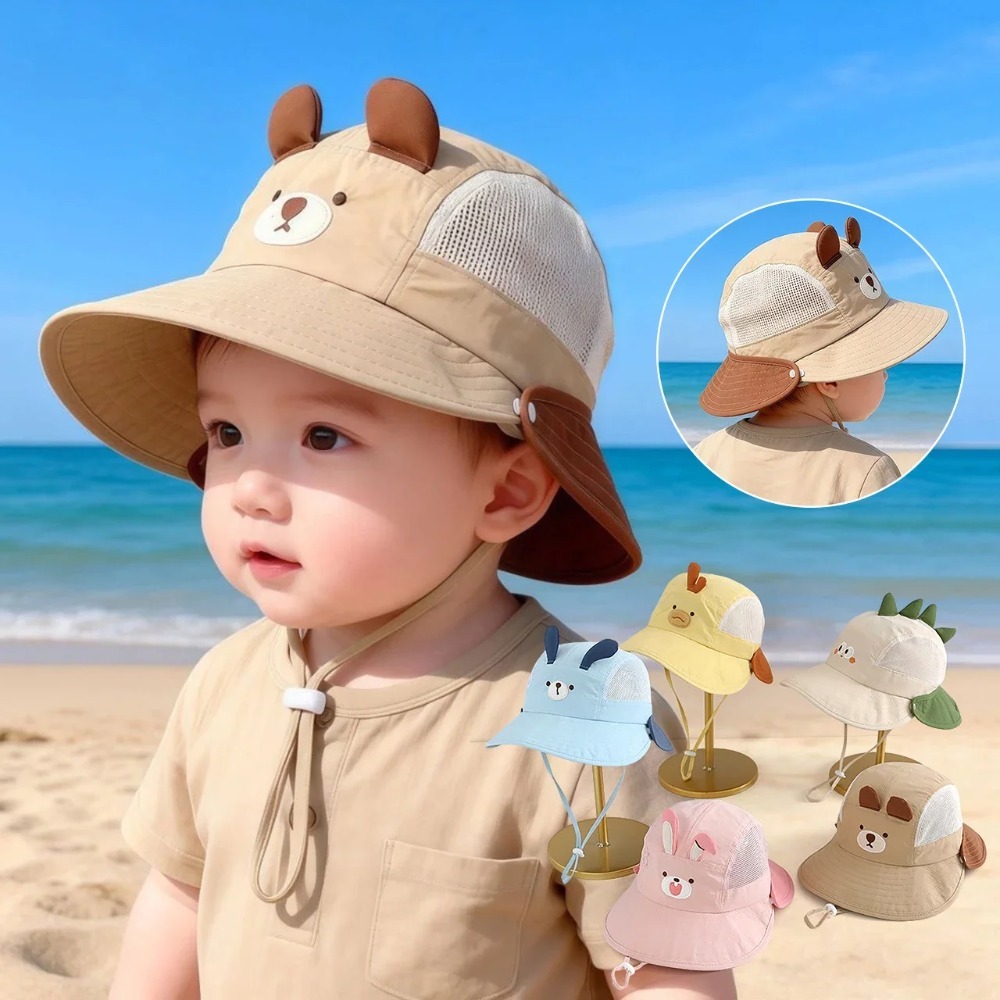 かわいい漫画風ベビービーチハット、クマとウサギの耳付き、通気 - Baby Products For Summer のレビューと価格