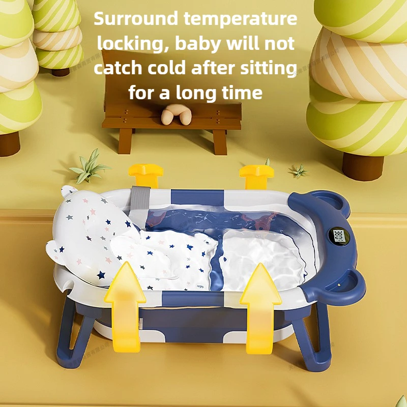 折りたたみ式ベビーバスインテリジェント温度表示新生児用浴槽ク - Baby Products For Newborn のレビューと価格